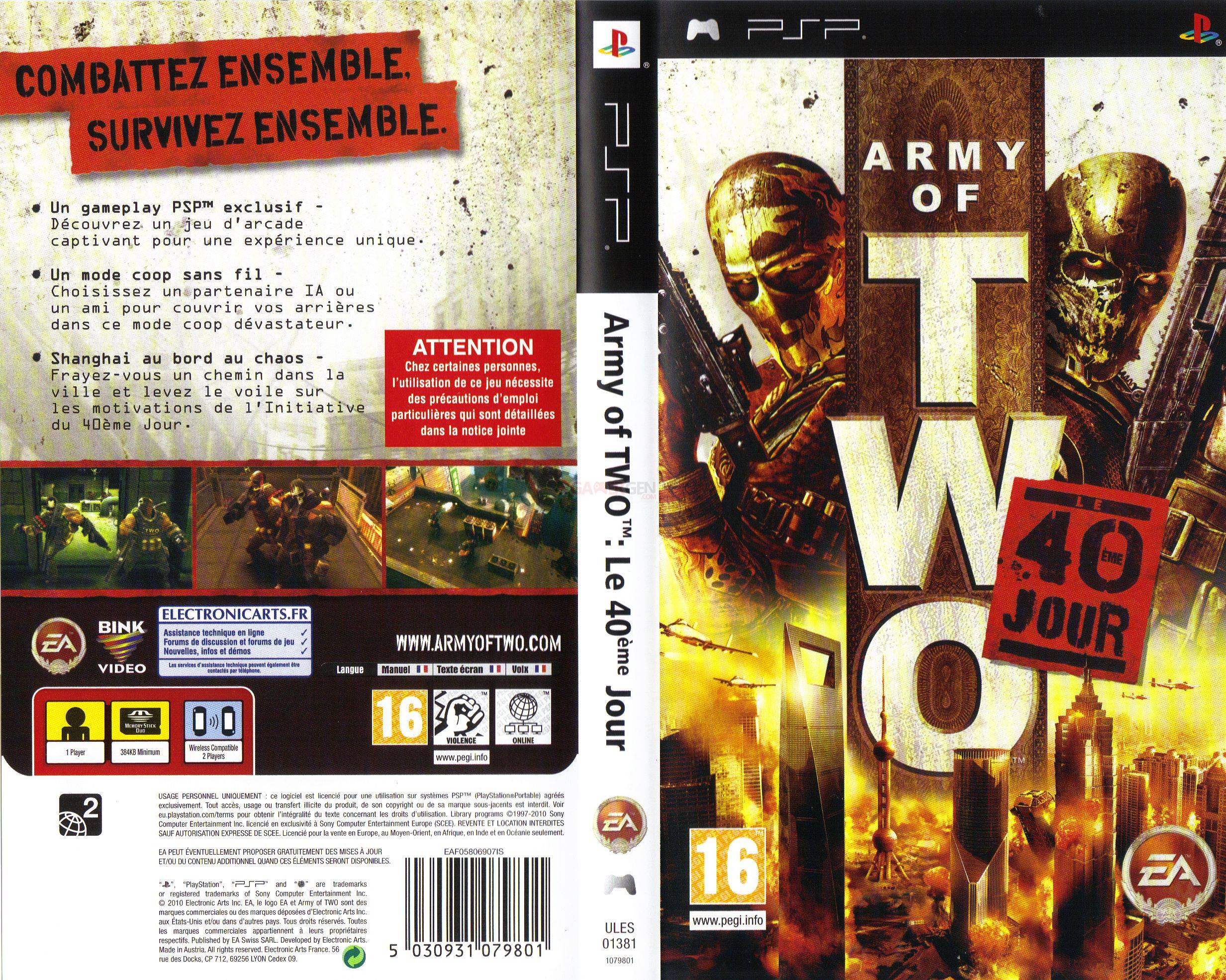 jaquette Army of Two 40ieme jour PSP